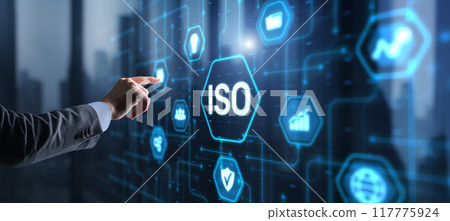 ISO Standard certification standardization quality control concept on virtual screen 117775924