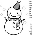 戴著圍巾的雪人插圖（單色） 117776156