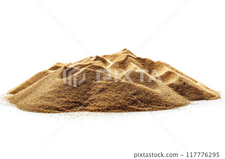 Pile of brown sand on white background 117776295