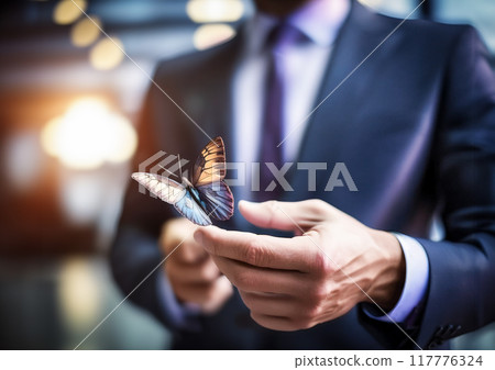 飛蝴蝶的商人的複合圖像 117776324