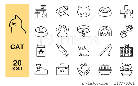 Cat pet icon set 117776361