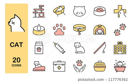 貓寵物相關圖示設定顏色 貓寵物相關圖示設定顏色 117776362