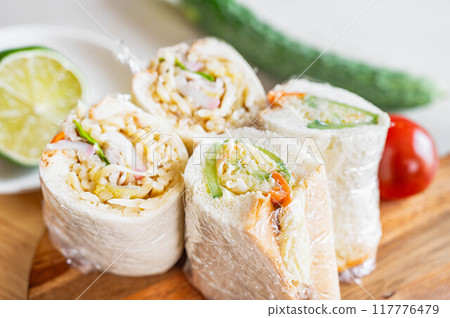 Handmade roll sandwich Handmade roll sandwich 117776479