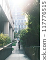 People crossing the sidewalk 117776515