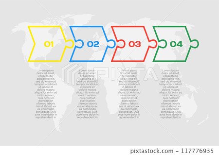 Four piece line infographic jigsaw puzzle process 117776935