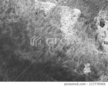 Aerial view of white waves at Sonogi Beach 117776988