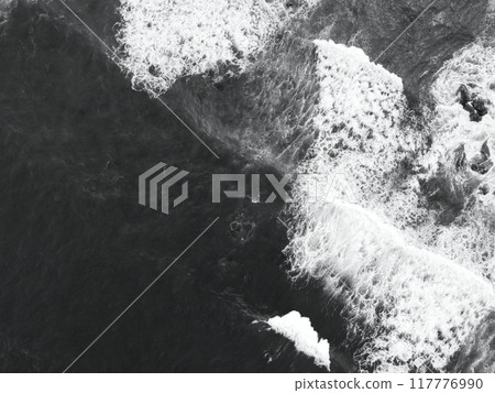 Aerial view of white waves at Sonogi Beach 117776990