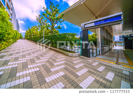 Yokohama cityscape, Japan, August. View of SOTETSU Minami-Makigahara Station and other areas 117777555