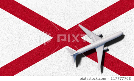 Alabama State Flag And Airplane Fly. Flight And Travel 3D Illustration Alabama State Flag And Airplane Fly. Flight And Travel 3D Illustration 117777768