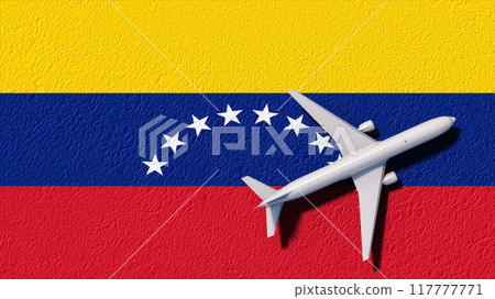 Venezuela National Flag And Airplane Fly. Aircraft Flies To Country. Flight And Travel 3D Illustration Venezuela National Flag And Airplane Fly. Aircraft Flies To Country. Flight And Travel 3D Illustration 117777771