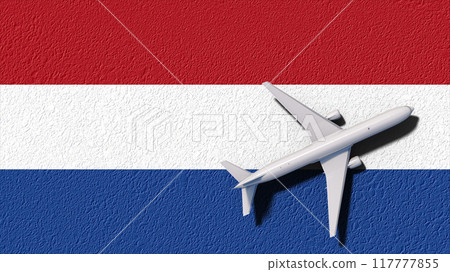 Netherlands National Flag And Airplane Fly. Aircraft Flies To Country. Flight And Travel 3D Illustration Netherlands National Flag And Airplane Fly. Aircraft Flies To Country. Flight And Travel 3D Illustration 117777855