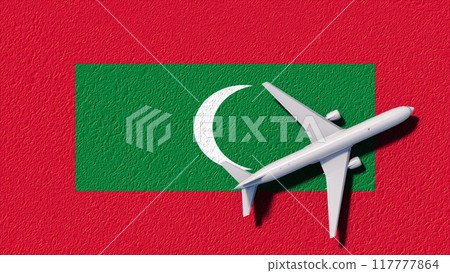 Maldives National Flag And Airplane Fly. Aircraft Flies To Country. Flight And Travel 3D Illustration Maldives National Flag And Airplane Fly. Aircraft Flies To Country. Flight And Travel 3D Illustration 117777864
