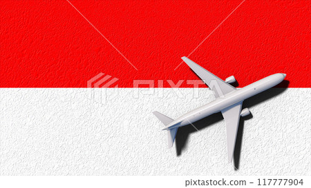 Indonesia National Flag And Airplane Fly. Aircraft Flies To Country. Flight And Travel 3D Illustration Indonesia National Flag And Airplane Fly. Aircraft Flies To Country. Flight And Travel 3D Illustration 117777904
