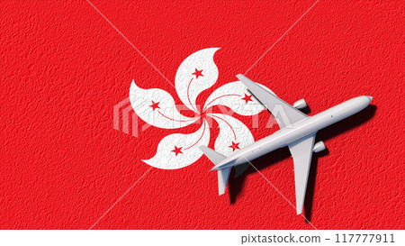 Hong Kong National Flag And Airplane Fly. Aircraft Flies To Country. Flight And Travel 3D Illustration Hong Kong National Flag And Airplane Fly. Aircraft Flies To Country. Flight And Travel 3D Illustration 117777911