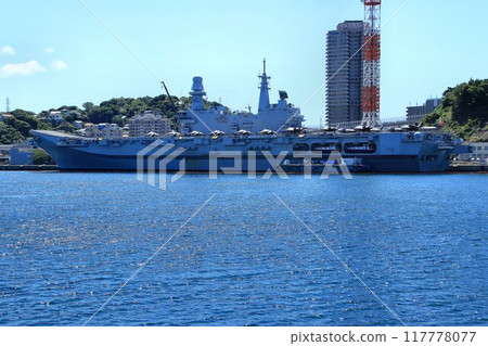The Italian Navy's light aircraft carrier "Cavour" also functions as an amphibious ship. 117778077
