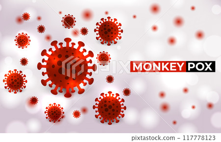 Monkeypox virus cells outbreak medical banner. 117778123