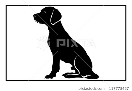 Beagle dog breed silhouette isolated on white background, Standing dog silhouette Beagle dog breed silhouette isolated on white background, Standing dog silhouette 117778467