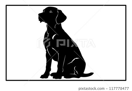 Beagle dog breed silhouette isolated on white background, Standing dog silhouette Beagle dog breed silhouette isolated on white background, Standing dog silhouette 117778477