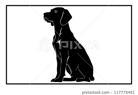 Beagle dog breed silhouette isolated on white background, Standing dog silhouette Beagle dog breed silhouette isolated on white background, Standing dog silhouette 117778481