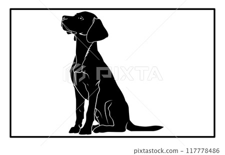Beagle dog breed silhouette isolated on white background, Standing dog silhouette Beagle dog breed silhouette isolated on white background, Standing dog silhouette 117778486