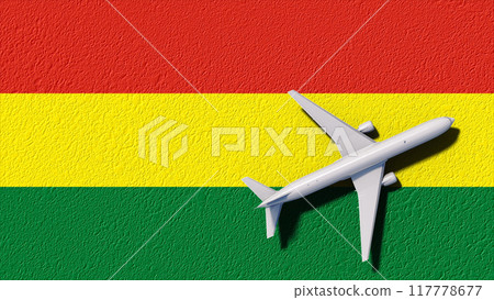 Bolivia National Flag And Airplane Fly. Aircraft Flies To Country. Flight And Travel 3D Illustration Bolivia National Flag And Airplane Fly. Aircraft Flies To Country. Flight And Travel 3D Illustration 117778677