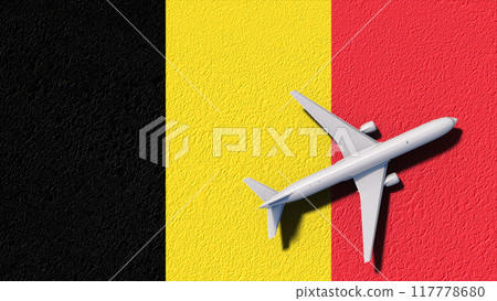 Belgium National Flag And Airplane Fly. Aircraft Flies To Country. Flight And Travel 3D Illustration Belgium National Flag And Airplane Fly. Aircraft Flies To Country. Flight And Travel 3D Illustration 117778680