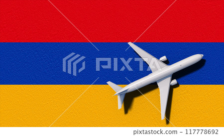 Armenia National Flag And Airplane Fly. Aircraft Flies To Country. Flight And Travel 3D Illustration Armenia National Flag And Airplane Fly. Aircraft Flies To Country. Flight And Travel 3D Illustration 117778692