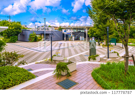 Yokohama cityscape, Japan, August. View of SOTETSU Minami-Makigahara Station and other areas 117778787