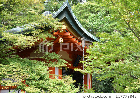 Bishamon-do Temple: Benzaiten on a high platform surrounded by greenery 117778845