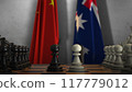 Australia And China National Flags. Politics And Conflict 3D Illustration. Chess Board Game Play 117779012