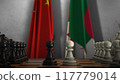 Algeria And China National Flags. Politics And Conflict 3D Illustration. Chess Board Game Play 117779014