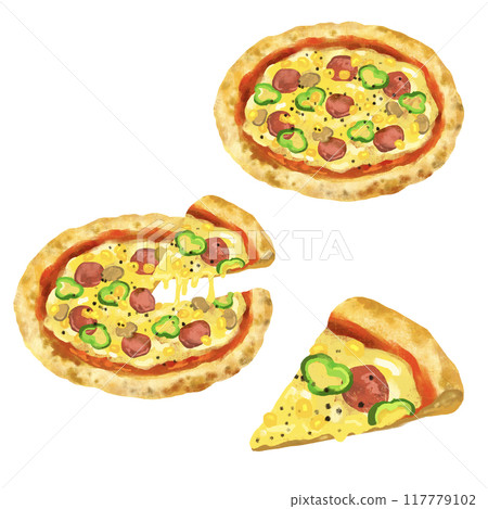 Pizza illustration: Mixed pizza Pizza illustration: Mixed pizza 117779102