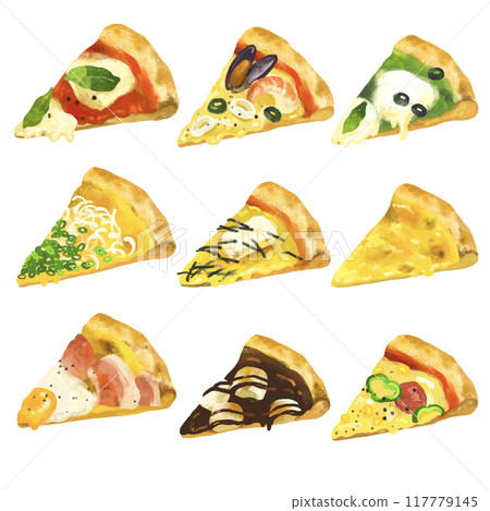 Pizza illustration set Pizza illustration set 117779145