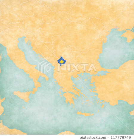 Map of Balkans - Kosovo 117779749