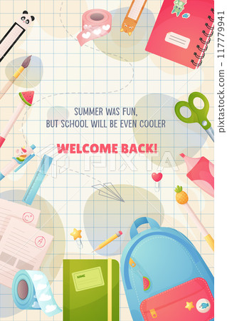 Welcome to school, to study. Banner for university, school, kindergarten. Beginning of school online. Welcome to school, to study. Banner for university, school, kindergarten. Beginning of school online. 117779941