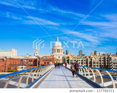 London St. Paul's Cathedral and Millennium Bridge 117780151