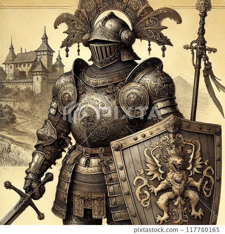 中世紀騎士-插圖素材[117780165] - PIXTA圖庫