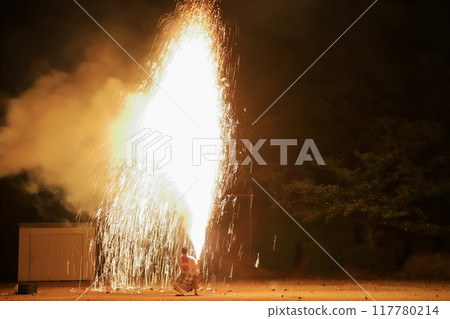 Fireworks that draw a beautiful parabola 117780214