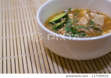 Light and refreshing cold soup 117780439
