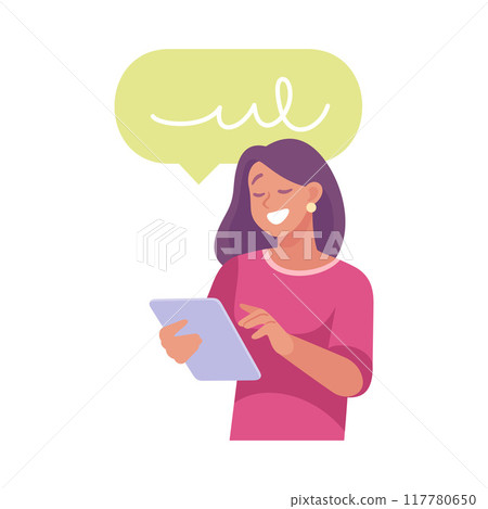 Business Process with Woman Busy with Analytics Vector Illustration 117780650