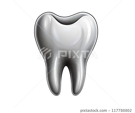 Illustration of a white tooth isolated on a white background Illustration of a white tooth isolated on a white background 117780802