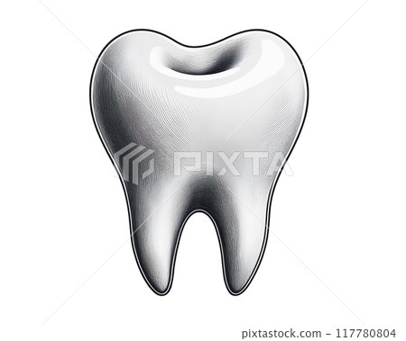 Illustration of a white tooth isolated on a white background Illustration of a white tooth isolated on a white background 117780804