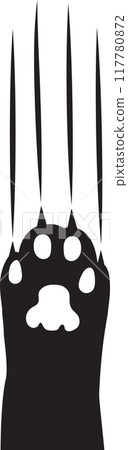 cat paw scratch silhouette. black and white doodle cat foot no people transparent background. cat paw scratch silhouette. black and white doodle cat foot no people transparent background. 117780872