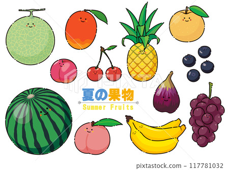 Summer fruit illustration set 117781032