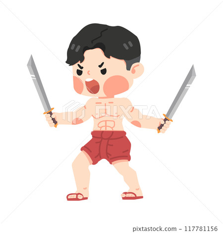 Thailand warrior man fighting with weapon Thailand warrior man fighting with weapon 117781156