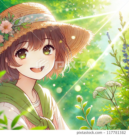 Girl smiling and looking at camera while climbing 117781382