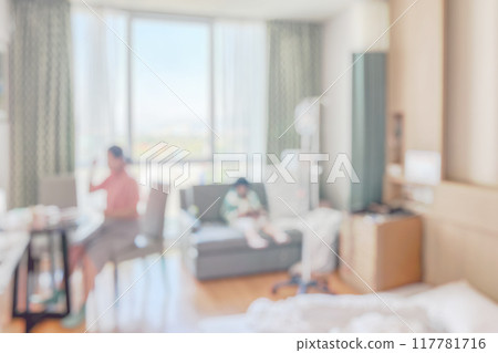 hospital room interior abstract blur for background 117781716