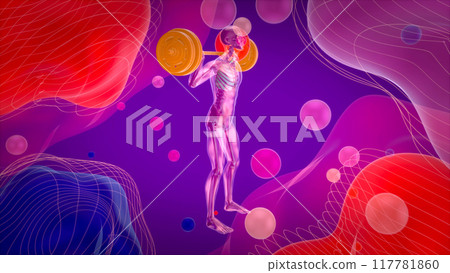 Abstract illustration of a man doing squats Abstract illustration of a man doing squats 117781860
