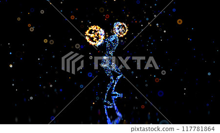Abstract illustration of a man doing squats Abstract illustration of a man doing squats 117781864