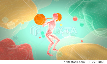 Abstract illustration of a man doing squats Abstract illustration of a man doing squats 117781866